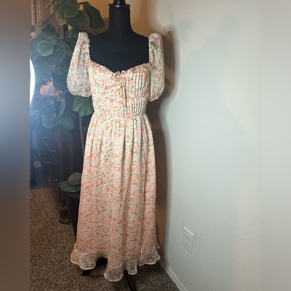 Anthropologie Pink Floral Maxi Dress - Picture 3 of 16
